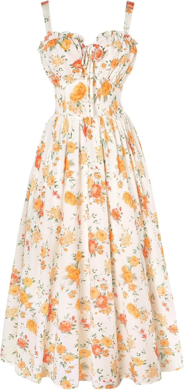 Detalle de SCARLET DARKNESS Robe d’été décontractée sans manches à motif floral « Scarlet Darkness »