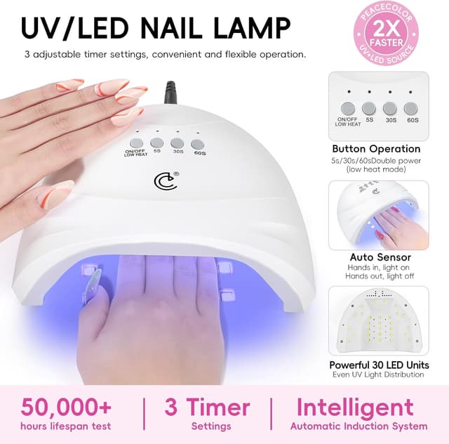 Thumbnail 6 de PEACECOLOR 65Pcs Kit Uñas Semipermanentes con Lámpara 💅