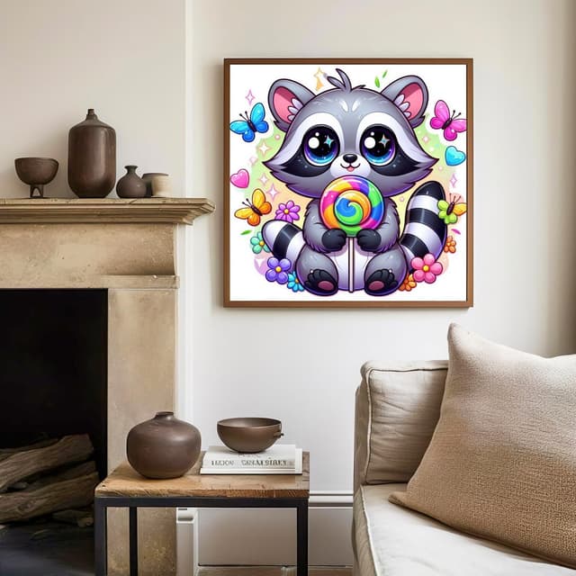 Thumbnail 2 de Mandun Art paint by numbers raccoon 7.8x7.8in