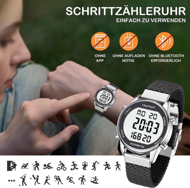 Thumbnail 4 de Hearkent Schrittzähler-Uhr Damen