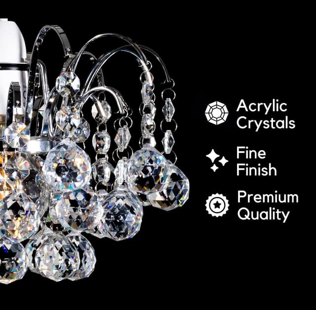 Detalle de Klass Home Acrylic Crystal Faceted Oriel Ceiling Light Shade for crystal chandelier-style pendant lights