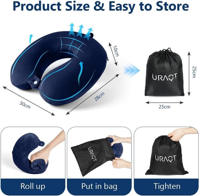 Detalle 2 de URAQT Nackenkissen „Comfy“ (U-förmig) aus Memory-Schaum für Reisen, Büro und Flugzeug