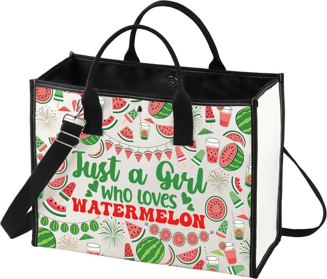 Thumbnail 6 de LEVLO Funny Watermelon Cosmetic Bag – cotton canvas zip pouch for watermelon lovers