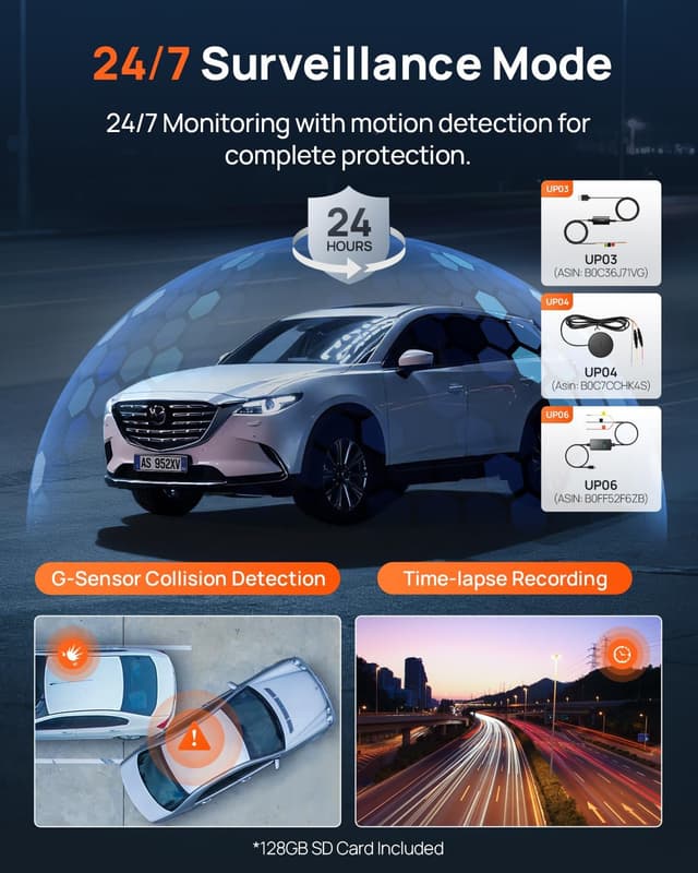 Detalle 1 de 70mai 4K Dash Cam Front and Rear A810S (4K+1080P) with STARVIS 2, HDR, WiFi App Control, ADAS & Parking Mode