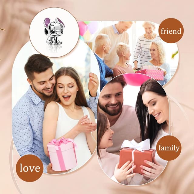 Detalle de HAEPIAR 925 Sterling-Silber Charm mit Zirkonia (außerirdischer Hund) für Armbänder