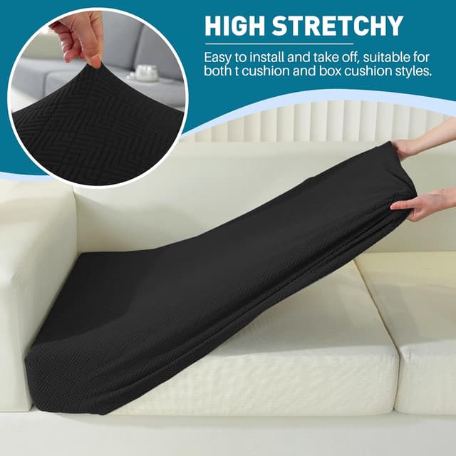 Detalle de YSTELLAA Copriseduta divano elasticizzato nero