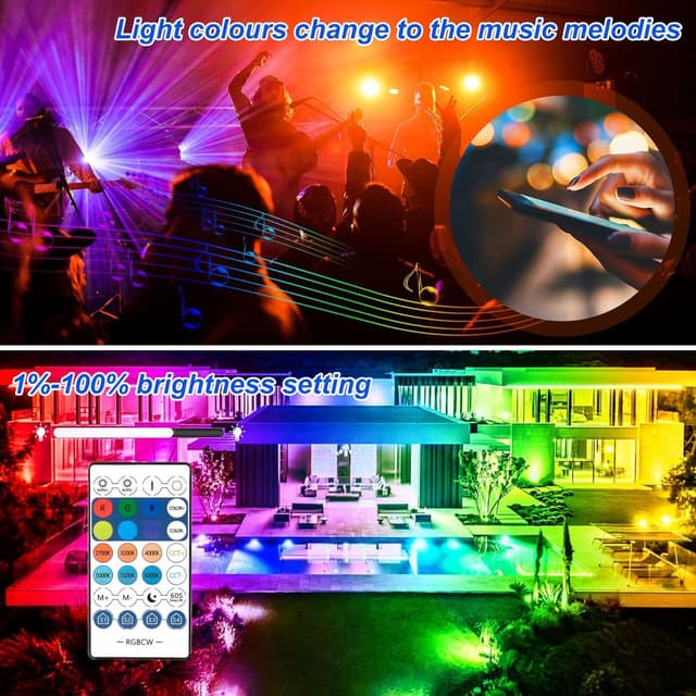 Detalle 2 de NATPOW LED Flood Lights RGB 100W Outdoor Colour Changing