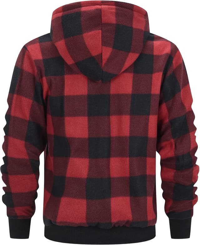 Detalle 2 de geeksport Fleecejacke Herren mit Kapuze – gefütterte Sweatjacke mit durchgehendem Reißverschluss