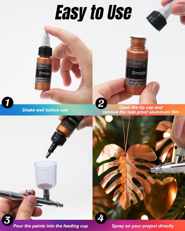 Detalle 2 de Roizefar Airbrush Farben Set (18 Acrylfarben + 2 Airbrush-Verdünner) mit Neon-Farben, 20 ml je Dose