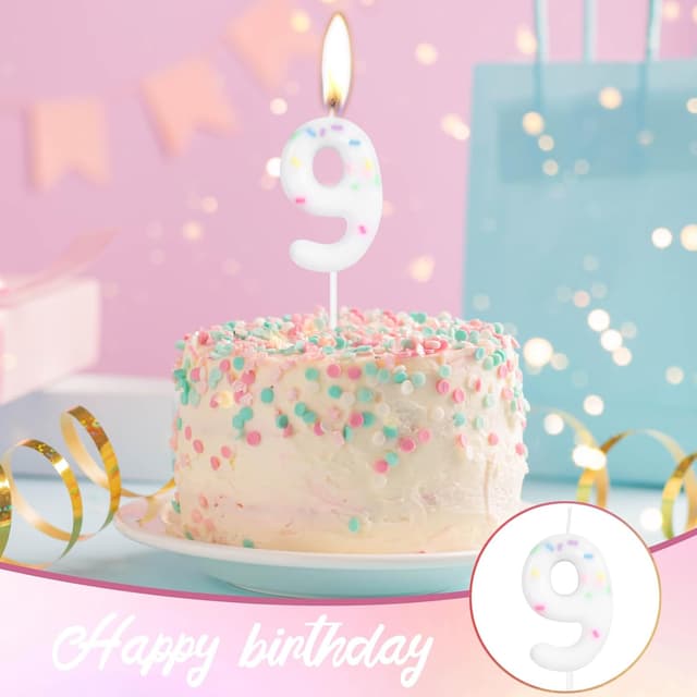 Detalle de Hongplus Girls Colourful 2nd Birthday Candle (Number 2) with Sprinkles