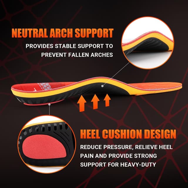 Detalle de TOPSOLE Orthopädische Einlegesohlen für Plantarfasziitis, Plattfuß & Fersensporn (Top272-rot)