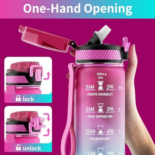 Thumbnail 2 de QLUR Botella Agua 1 Litro con Pajita 🥤