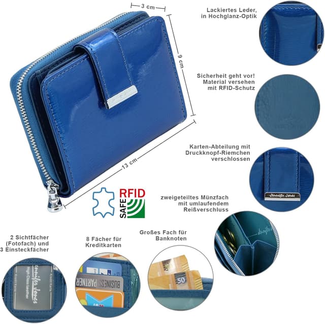 Thumbnail 1 de Jennifer Jones Geldbörse Blau Echtleder