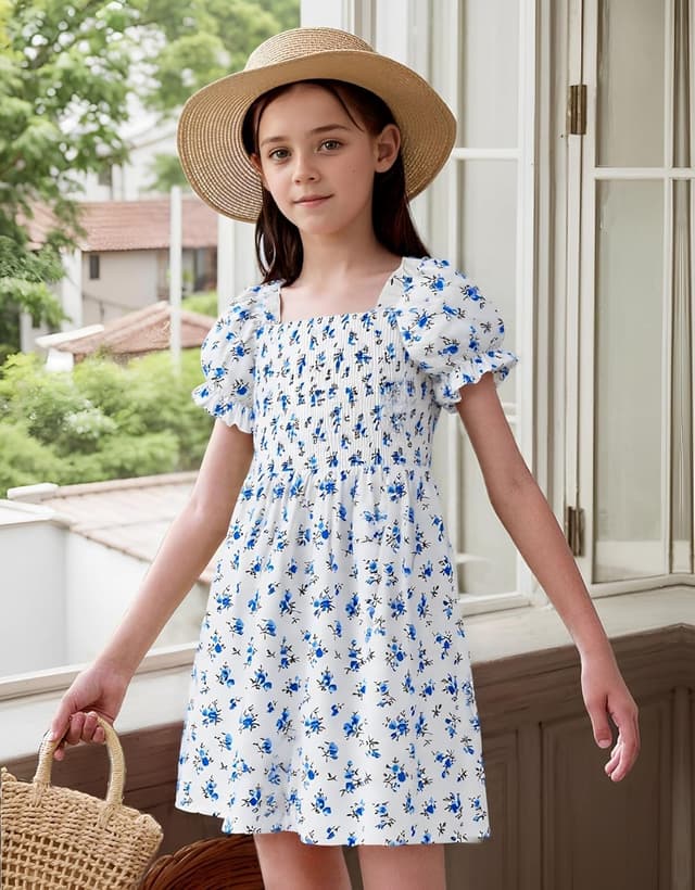 Detalle 2 de JiAmy Girls summer dress, square neck
