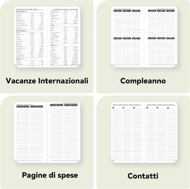 Detalle de FEKSINO Agenda 2026 settimanale tascabile A6 marrone (18 x 9,8 cm) con pagine appunti
