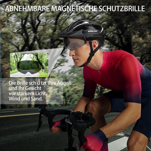 Detalle 1 de KINGLEAD Fahrradhelm mit Visier 310 g