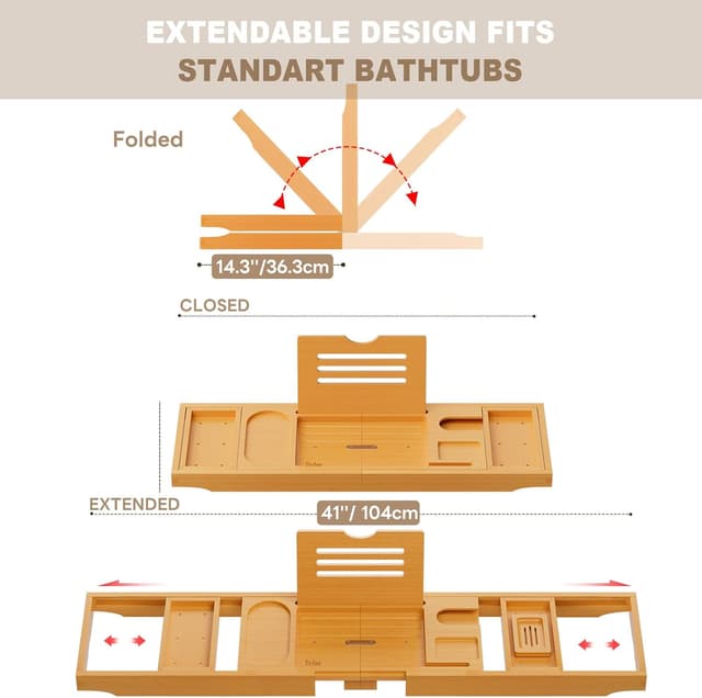 Detalle 2 de Yirilan Badewannenablage 41 Zoll Bambus