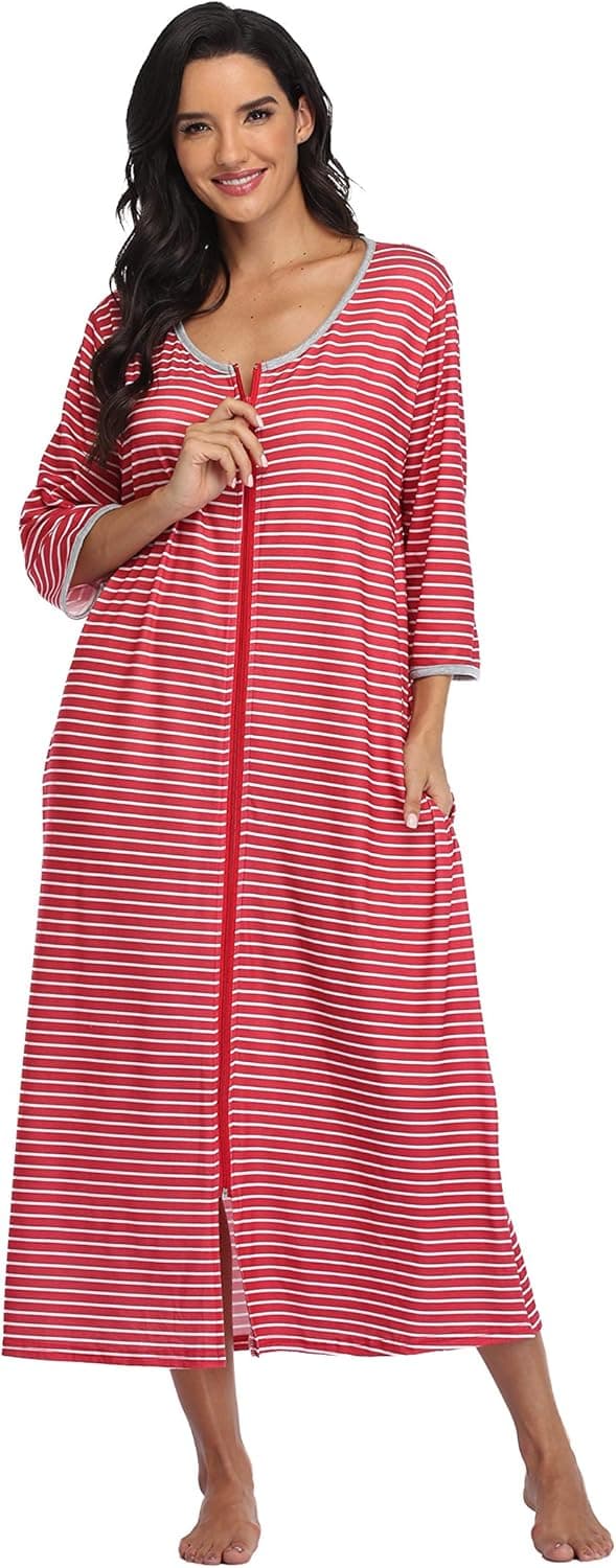 Imagen de Zip Up Cotton Housecoat Short Sleeve 30% Cotton en OfertitasTOP