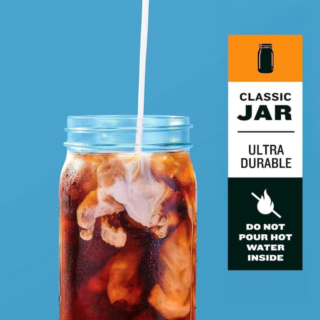 Detalle de County Line Kitchen Glass Mason Jar Pitcher with Lid (Wide Mouth, 2 Quart / 64 oz) – Leak Proof Cold Brew & Sun Tea Pitcher, Gray