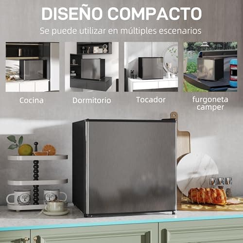 Detalle de HOMCOM Mini Nevera Silenciosa 46 L con congelador pequeño 4,5 L y puerta reversible