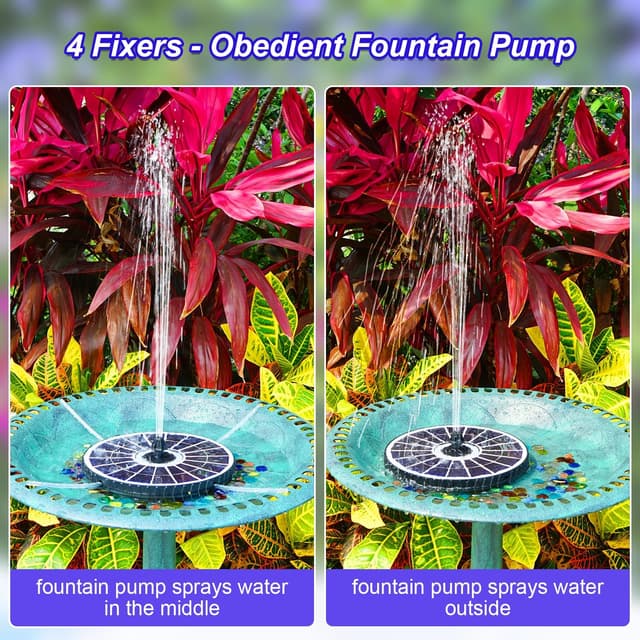 Detalle de Solar Springbrunnen mit Fernbedienung (SZMP) – 6W LED Teichpumpe mit 4.000-mAh Batterie, 7 Düsen