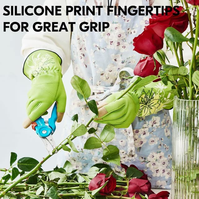 Detalle de Vgo... Women’s Long-Sleeve Gardening Gloves (Thorn-Proof Gauntlet) with Leather-Style Palm