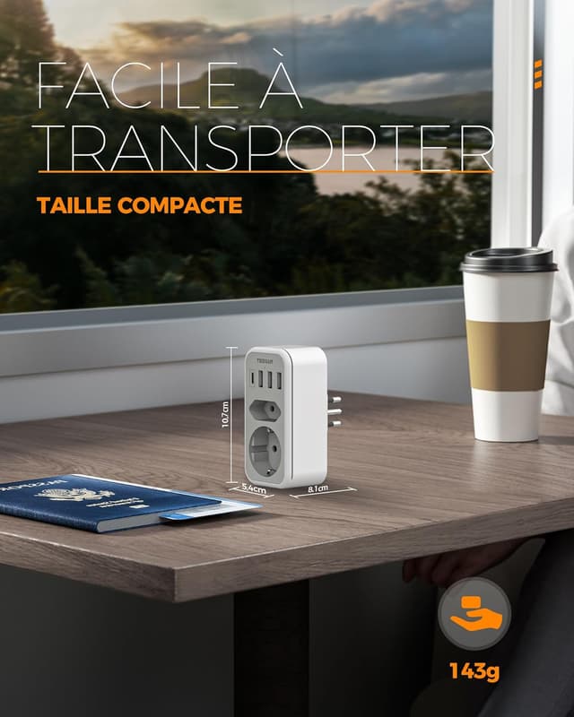 Detalle 2 de TESSAN adaptateur prise italienne 6 en 1