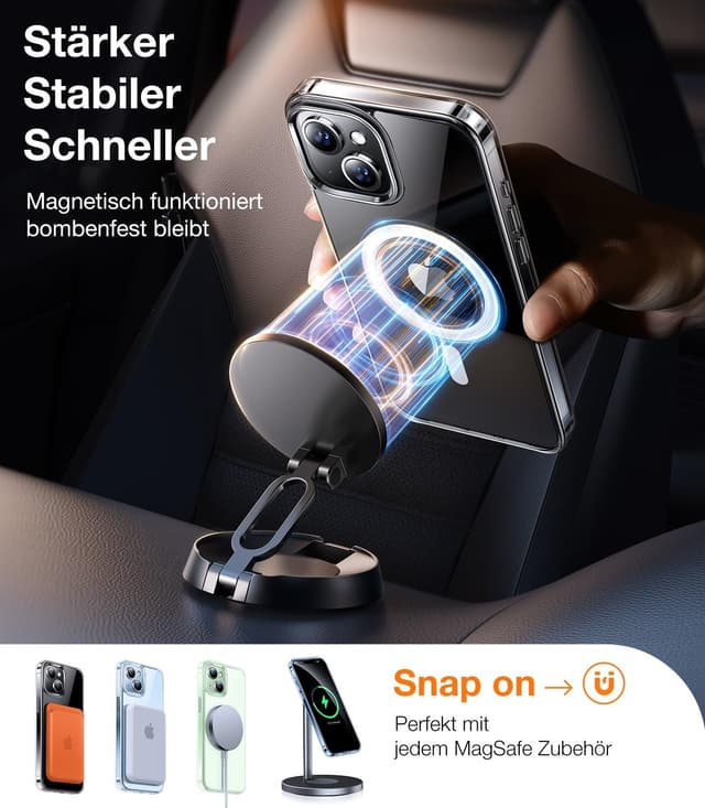 Detalle de TORRAS Diamond-Mag Hülle für iPhone 15 mit MagSafe, transparent und kratzfest