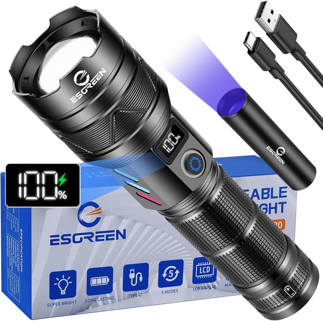 Detalle de Rechargeable Torches LED Super Bright 500000 Lumens torch 🔦