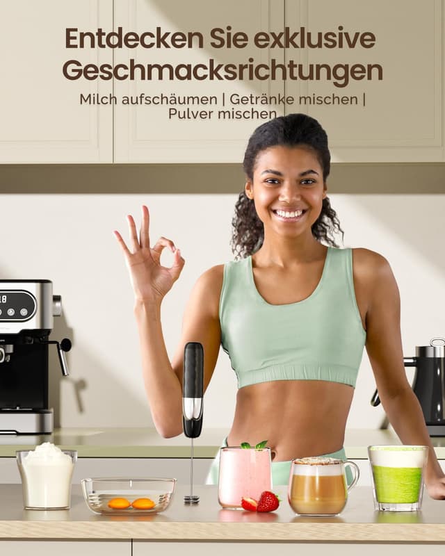 Detalle de Maestri House LunaFro Mini – wiederaufladbarer elektrischer Milchaufschäumer mit USB-C