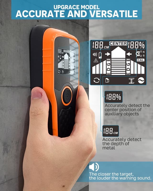 Detalle de 2026 Upgraded Smart Automatic Stud Finder (5-in-1) with LCD display and audio alarm