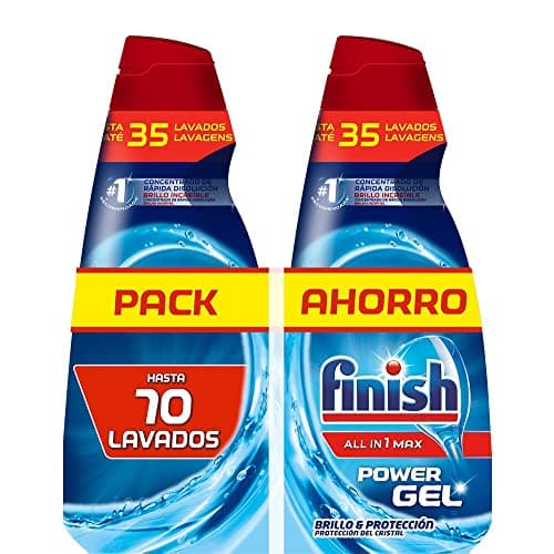 Detalle de Finish All in 1 Max Power Gel Brillo&Protección para lavavajillas (2 unidades, 70 lavados)