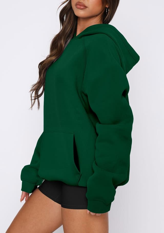 Detalle 2 de KISSMODA women’s long sleeve kangaroo pocket pullover hoodie (oversized boyfriend style)