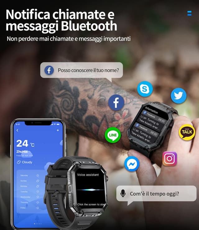 Thumbnail 6 de BENYAR SMART Militare Smartwatch Uomo EF2 PRO con display 1,91" AMOLED, IP68 e batteria da 500mAh