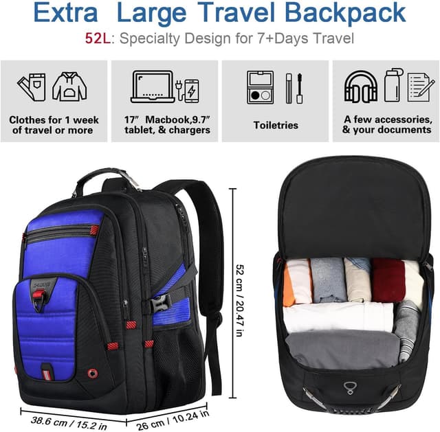 Detalle de Z-MGKISS Travel Laptop Backpack 52L (17.3-inch) with TSA-friendly lay-flat design