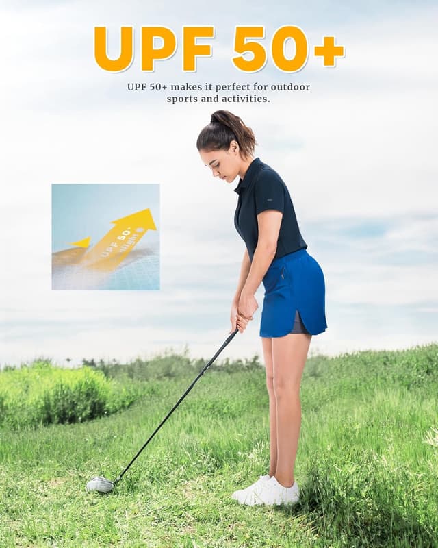 Detalle de 33,000ft Damen Poloshirt für Golf & Sport mit UPF 50+ Sonnenschutz – kurzarm, schnelltrocknend
