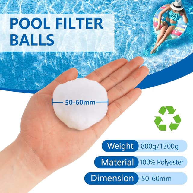 Detalle de Filterbälle Pool – Filterbälle für Sandfilteranlagen (100 % Polyester), 1.300 g Ersatz