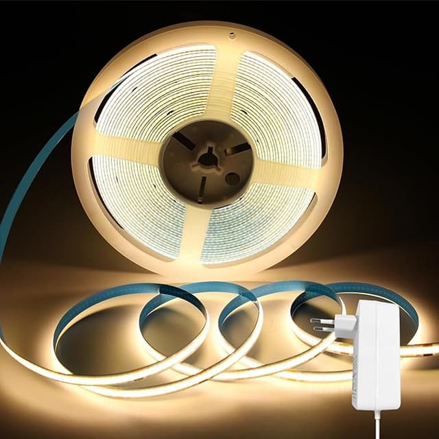 Detalle de ShineBurky COB 24V Tira LED 10m Blanco Cálido