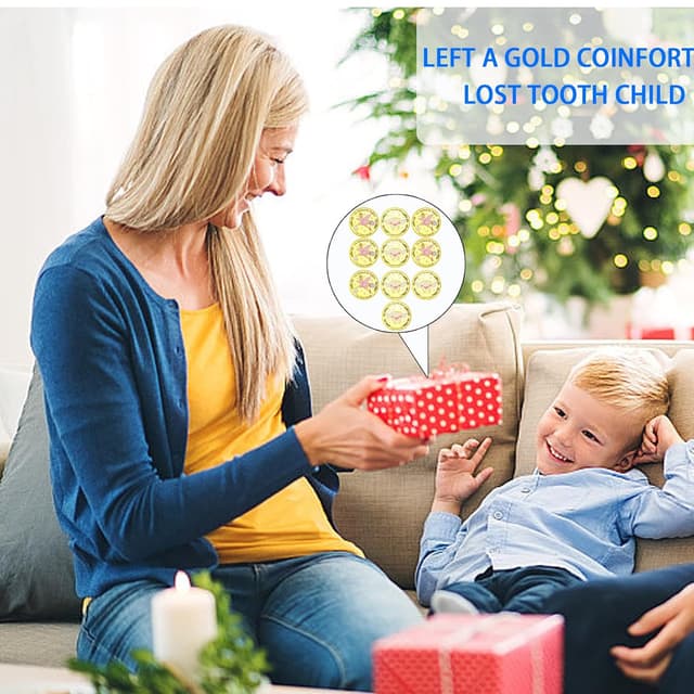 Detalle de VEEKAY Zahnfee Münzen (10 Stück) – bunte Goldmünzen als Geschenk für Kinder