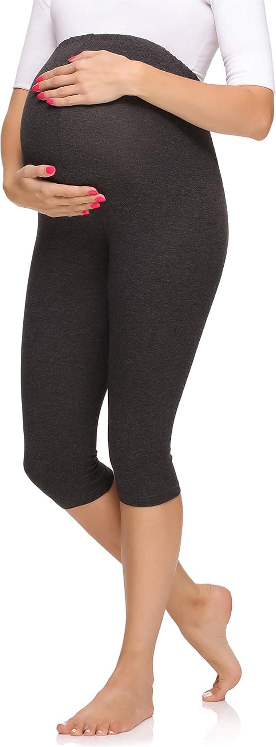Detalle de Merry Style Leggings premaman 3/4 da donna con cintura alta MS10-298
