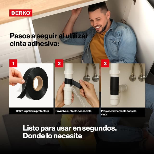 Thumbnail 3 de ERKO Cinta de silicona autosellante Negra 3 m