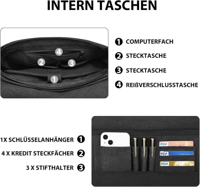 Thumbnail 5 de Leathario Umhängetasche 14 Zoll