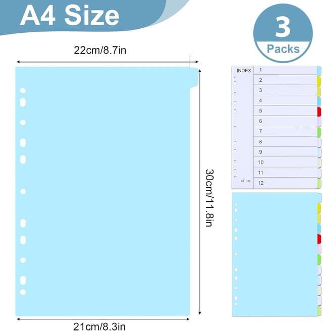 Detalle 2 de File Dividers A4 3 Pack 10-Part