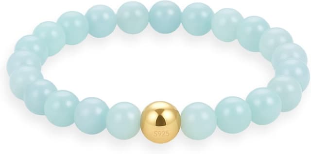 Thumbnail 6 de GD GOOD.designs Anneau antistress en pierres naturelles avec perle S925 dorée, taille 54-60