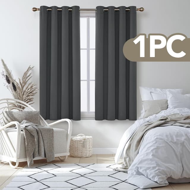 Detalle de Deconovo tenda oscurante termica 132x138 cm con anelli, 1 pannello grigio scuro