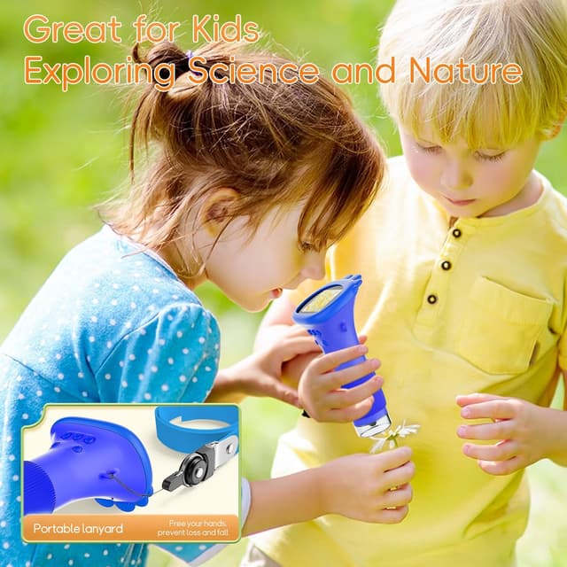 Detalle 2 de SGAINUL Digitales Mikroskop für Kinder (Mini-Mikroskopkamera) mit 2-Zoll-Bildschirm, bis 1.000x Zoom – blau