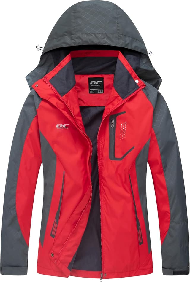 Detalle de DCmount Regenjacke Damen wasserdicht mit Kapuze – leichte Outdoor-Übergangsjacke mit Softshell-Ansatz