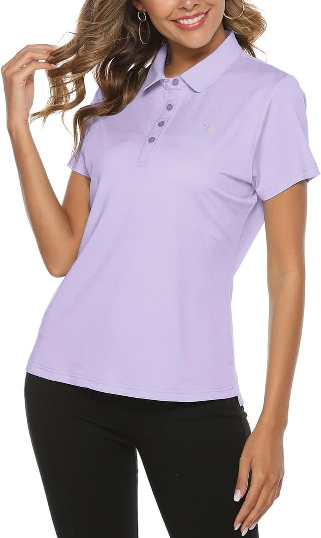 Detalle de YSENTO Damen Golf-Poloshirt Kurzarm – schnelltrocknend, atmungsaktiv & UPF 30+