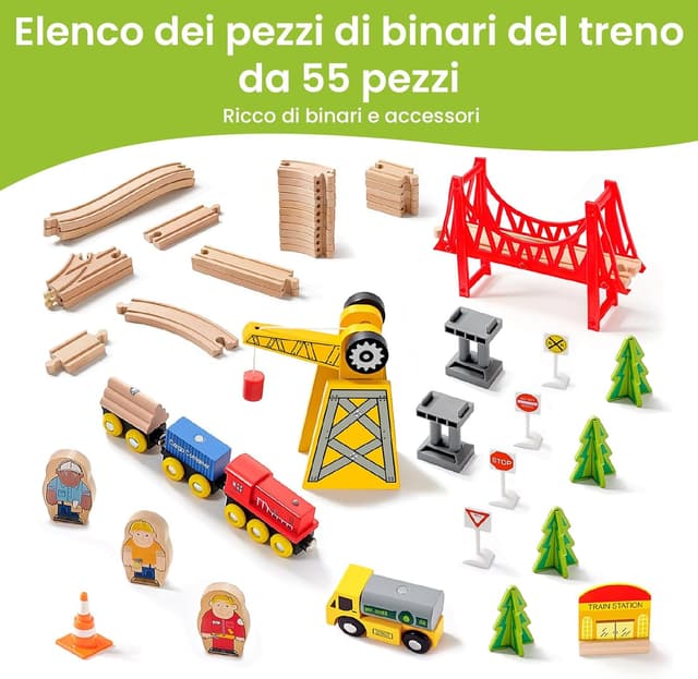 Thumbnail 5 de Tiny Land 55 pezzi set treni 🚂
