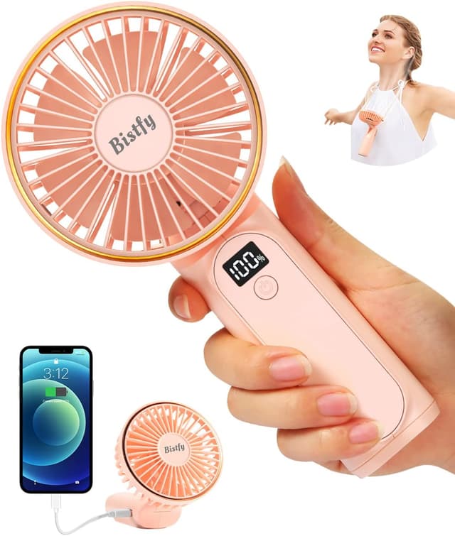 Detalle de Bistfy ventilatore portatile ricaricabile 5200mAh ultra silenzioso con display LCD e USB-C